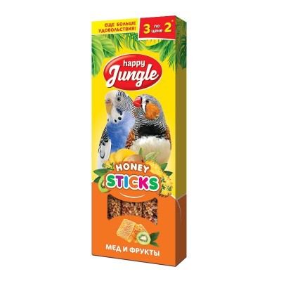 HAPPY JUNGLE ПАЛОЧКИ Д/ПТИЦ МЕД+ФРУКТЫ 3 ШТ.