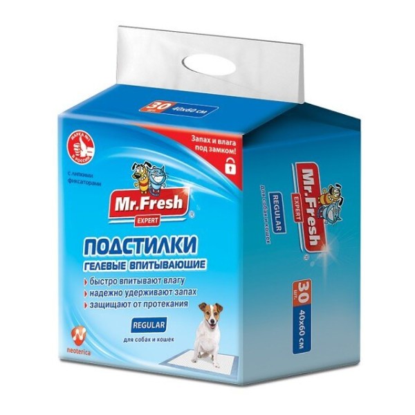 Mr.Fresh Expert Regular Пеленки гелевые д/животных 40*60см 30шт
