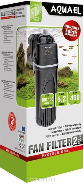 Фильтр для аквариума Aquael "Fan Filter. 2 Plus", 100 - 150 л, 450 л/ч, цвет черный