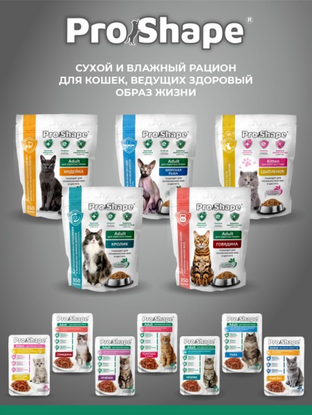 PROSHAPE Adult для здоровой кожи без зуда и перхоти и красивой шерсти с морской рыбой (750 г)