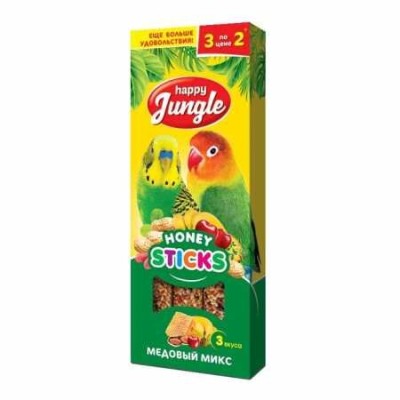 Happy Jungle Палочки 3 шт для птиц микс 3 вкуса, 90 г