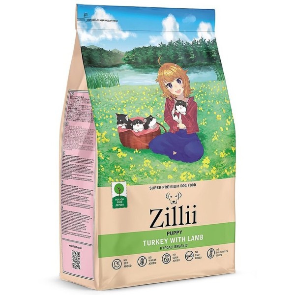 ZILLII Puppy для щенков всех пород с индейкой и ягнёнком, пакет 800г